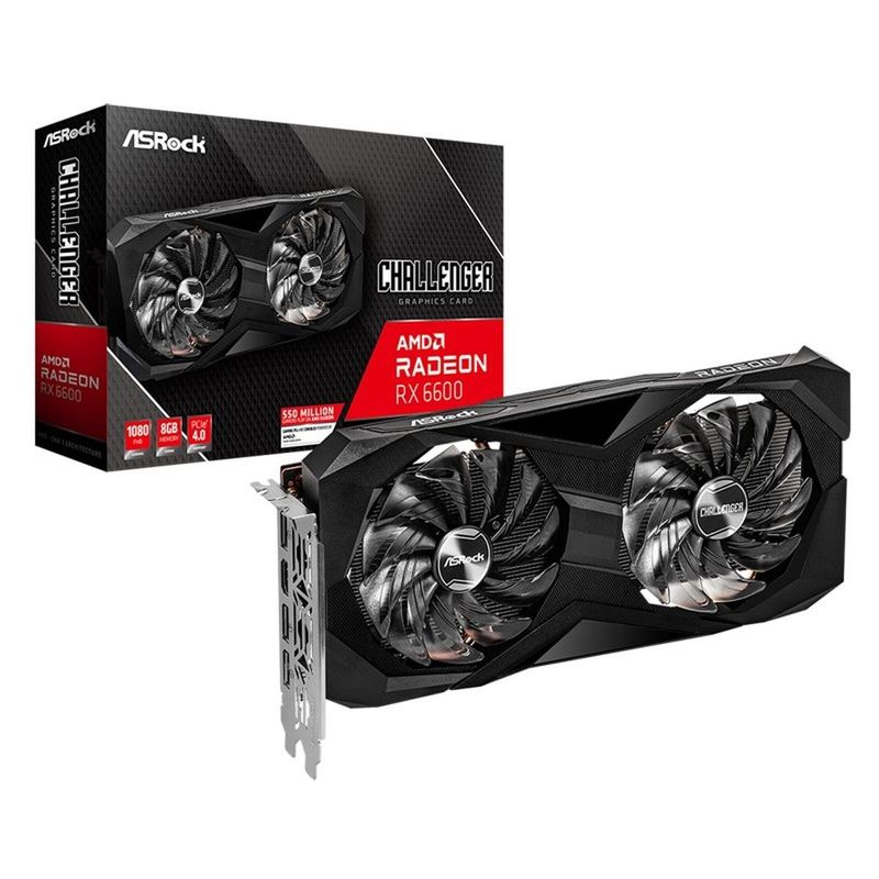 placa de vídeo asrock radeon rx6600 challenger d 8gb gddr6 preto (mp)
