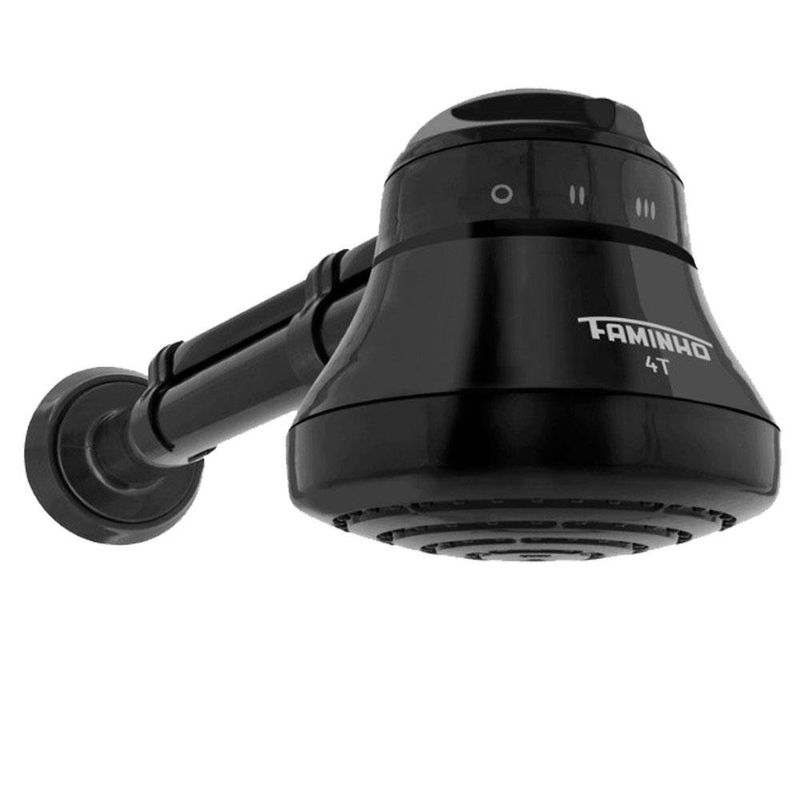 ducha faminho com cano 4 temperaturas 127v 5400w 30cm preto fame (mp)