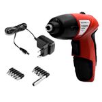 parafusadeira elétrica multilaser bivolt com lâmpada de led e kit com 11 bits vermelho (mp)