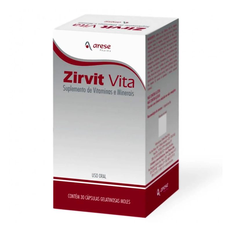 zirvit vita caixa 30 cápsulas suplemento alimentar arese pharma outros