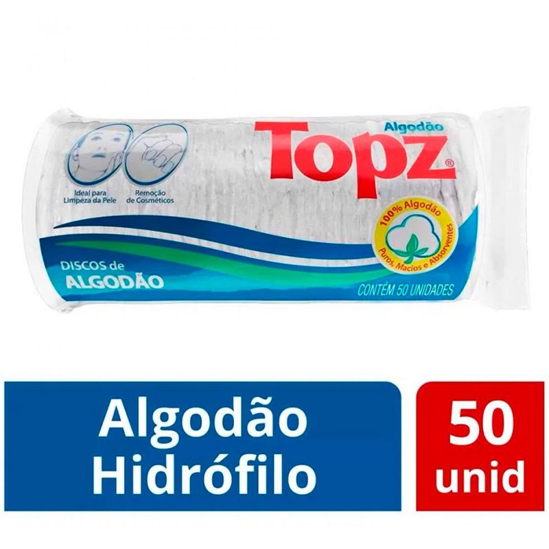 algodão de disco topz 50 unidades