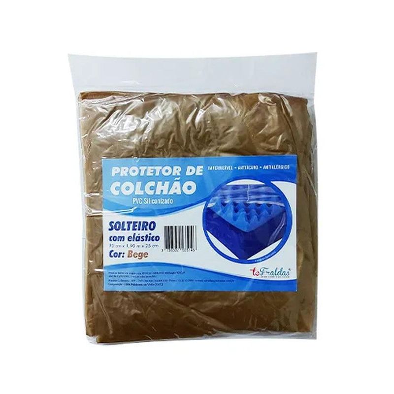 capa colchão solteiro 1,90x90x25cm siliconizada bege tcraldas (mp)