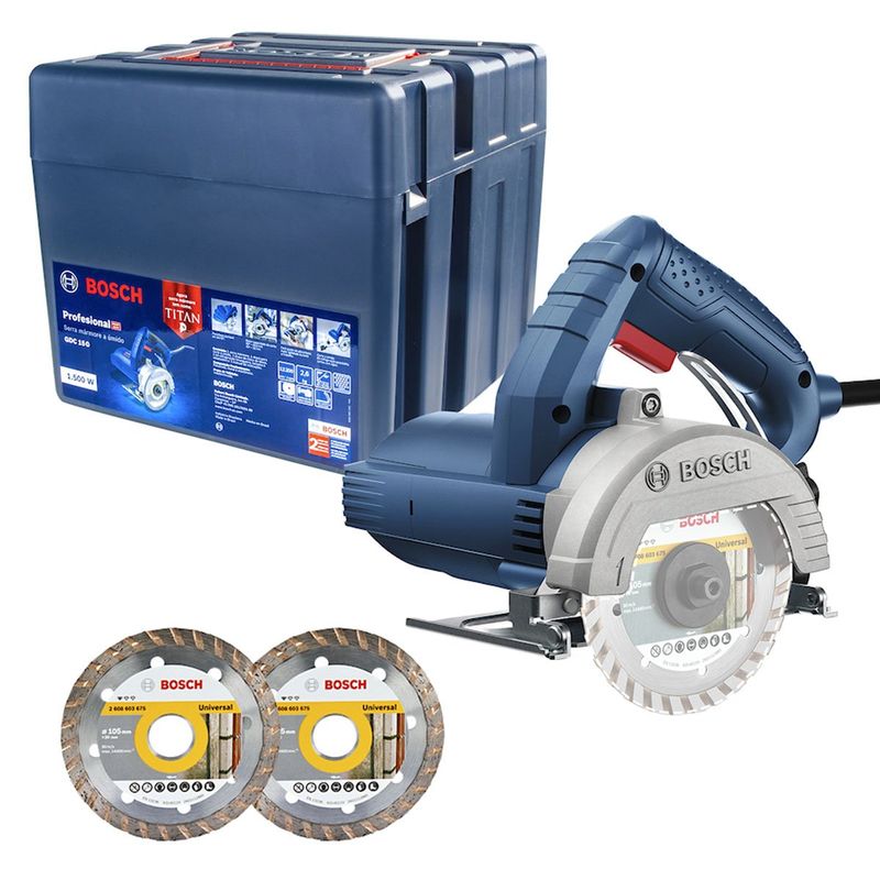 serra mármore bosch 127v maleta +2 discos azul gdc150