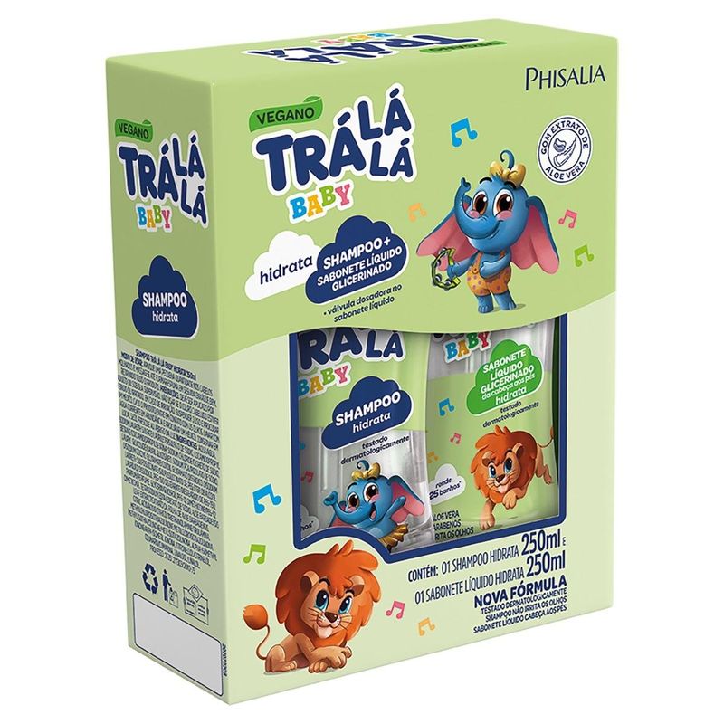 kit shampoo + sabonete líquido tralala baby hidrata 250ml (mp)