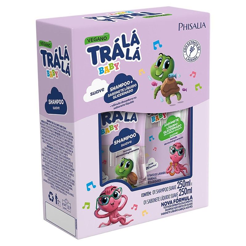kit shampoo + sabonete líquido tralala baby suave 250ml (mp)
