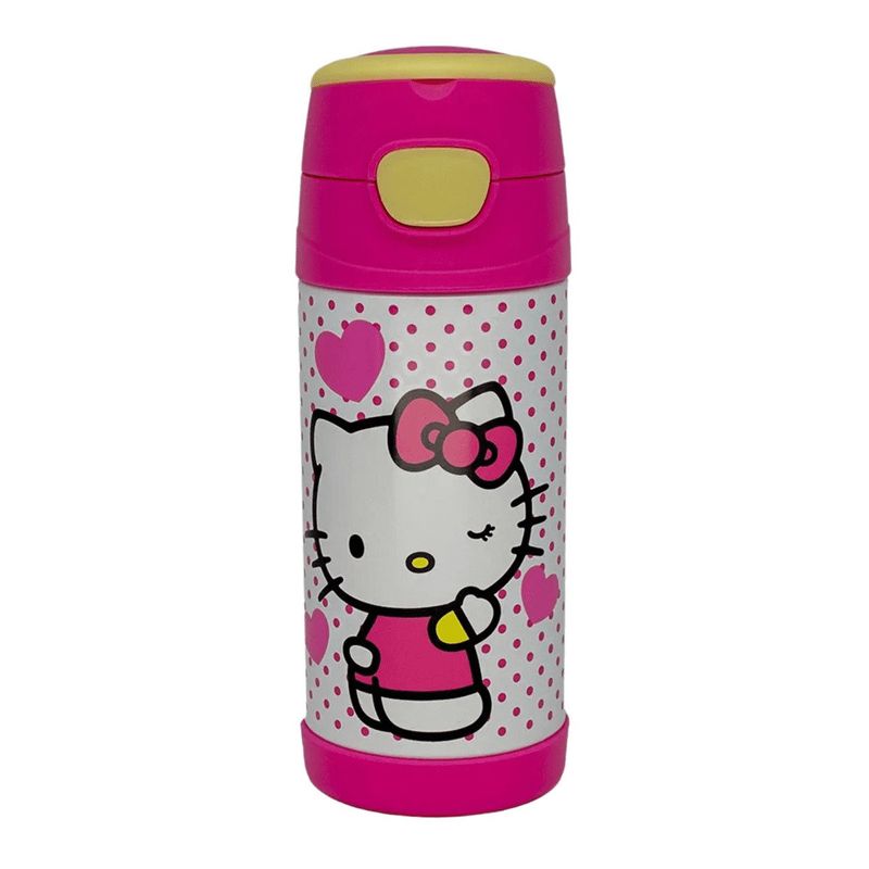 garrafa térmica infantil zonacriativa top handle hello kitty aço inox 350ml (mp)