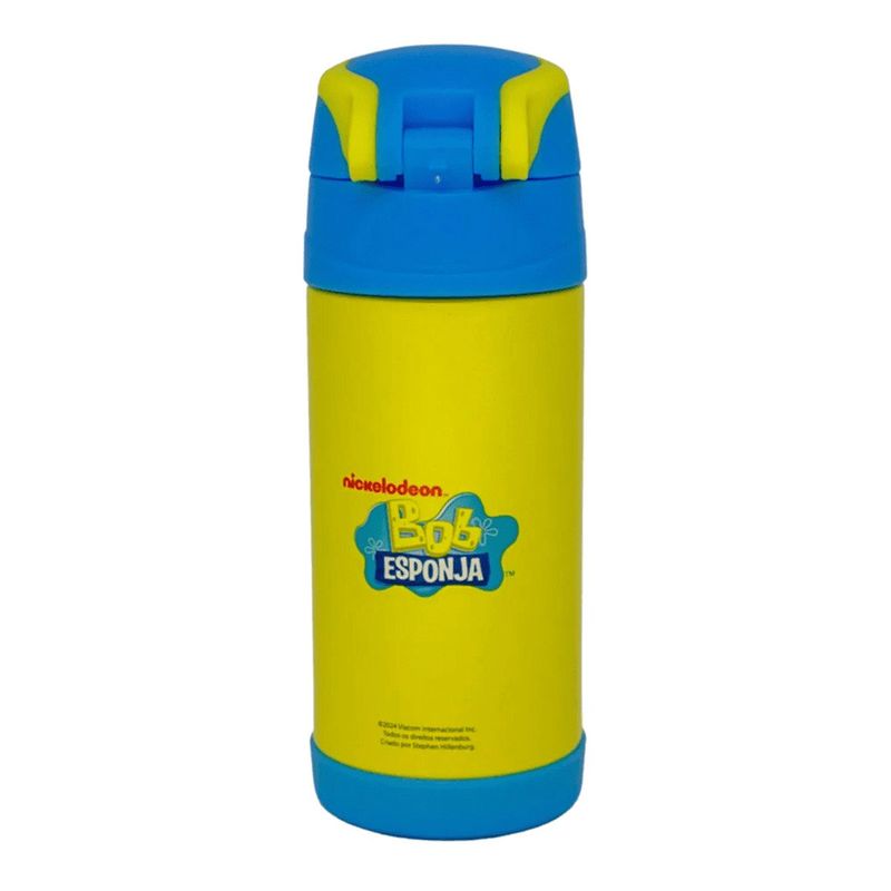 garrafa térmica infantil zonacriativa top handle bob esponja aço inox 350ml (mp)
