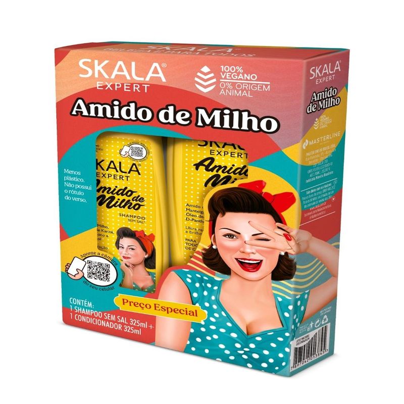 kit shampoo e condicionador skala amido de milho 325ml (mp)