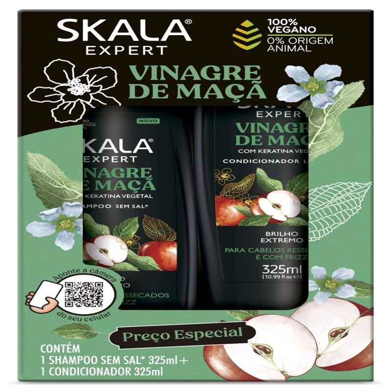 kit shampoo e condicionador skala vinagre maçã com keratina vegetal 325ml (mp)