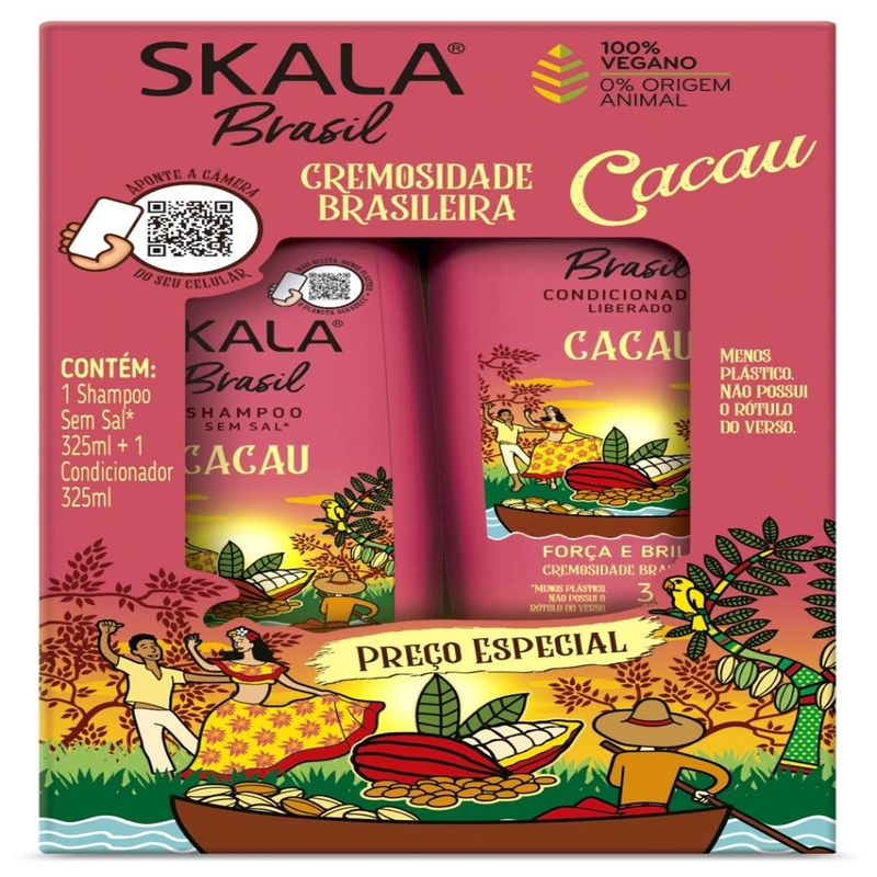 kit shampoo e condicionador skala cacau 325ml (mp)