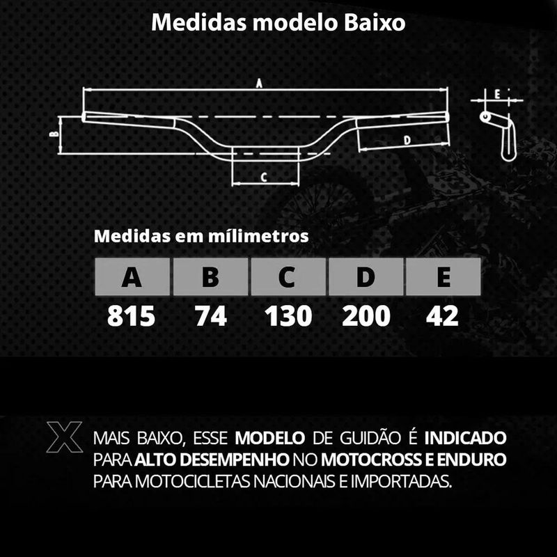 guidão de moto em alumínio oxxy baixo polido (mp)