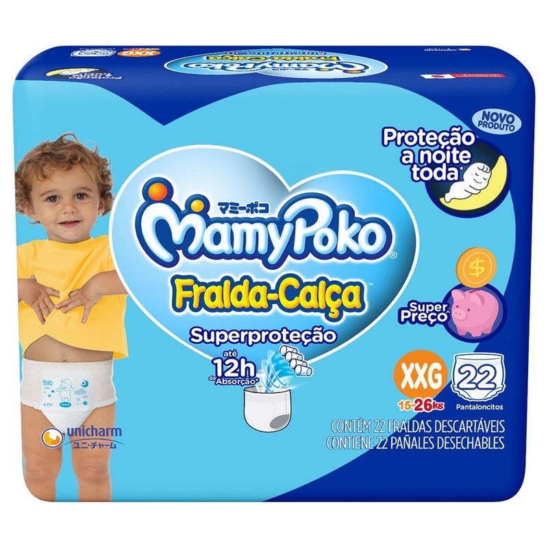 fralda mamypoko calça superproteção xxg 22 unidades