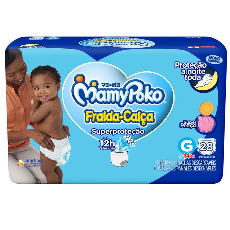 fralda mamypoko calça superproteção g 28 unidades