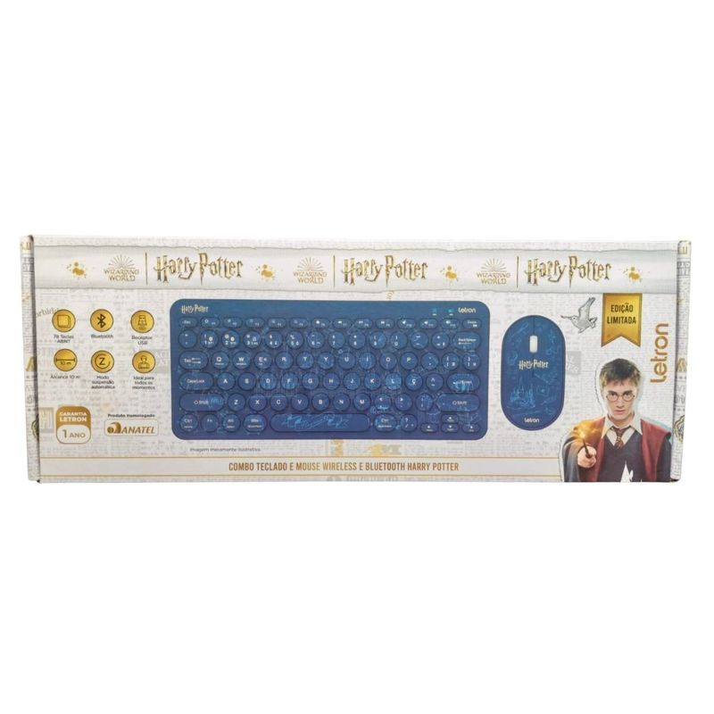 teclado e mouse wireless letron e bluetooth harry potter (mp)