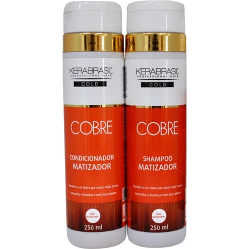 kit shampoo + condicionador kerabrasil gold cobre 250ml (mp)
