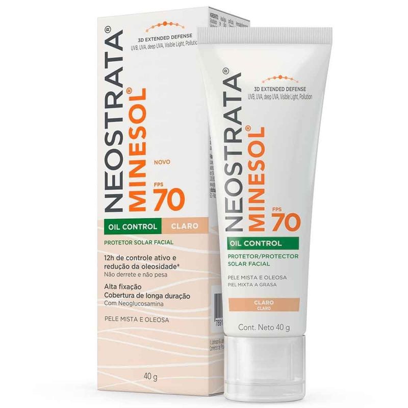 protetor solar facial neostrata minesol oil control fps70 pele clara 40g