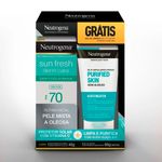 kit neutrogena protetor solar facial fps 70 sem cor 40g + gel de limpeza 60g