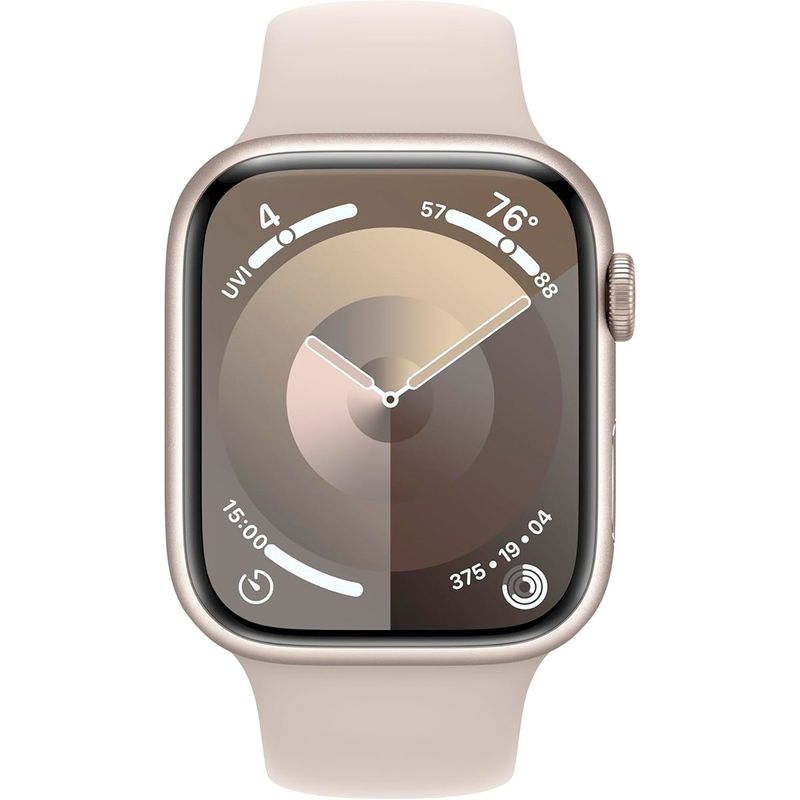 apple watch series 9 gps 45mm pulseira esportiva starlight a-bi