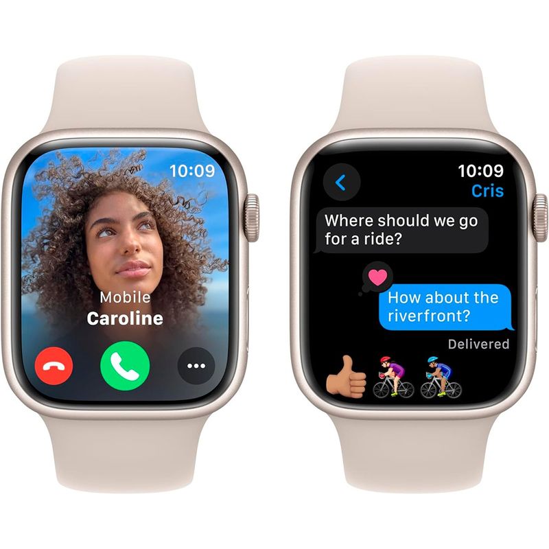 apple watch series 9 gps 45mm pulseira esportiva starlight a-bi