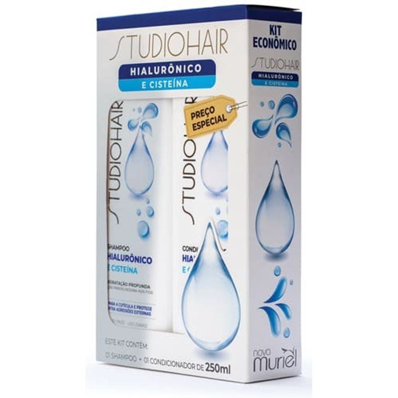 kit shampoo e condicionador studio hair ácido hialurônico 250ml (mp)