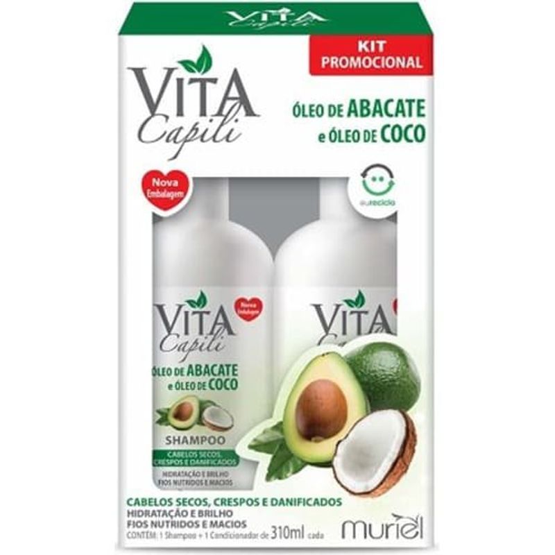 kit shampoo e condicionador vita capili abacate e óleo de coco 310ml (mp)