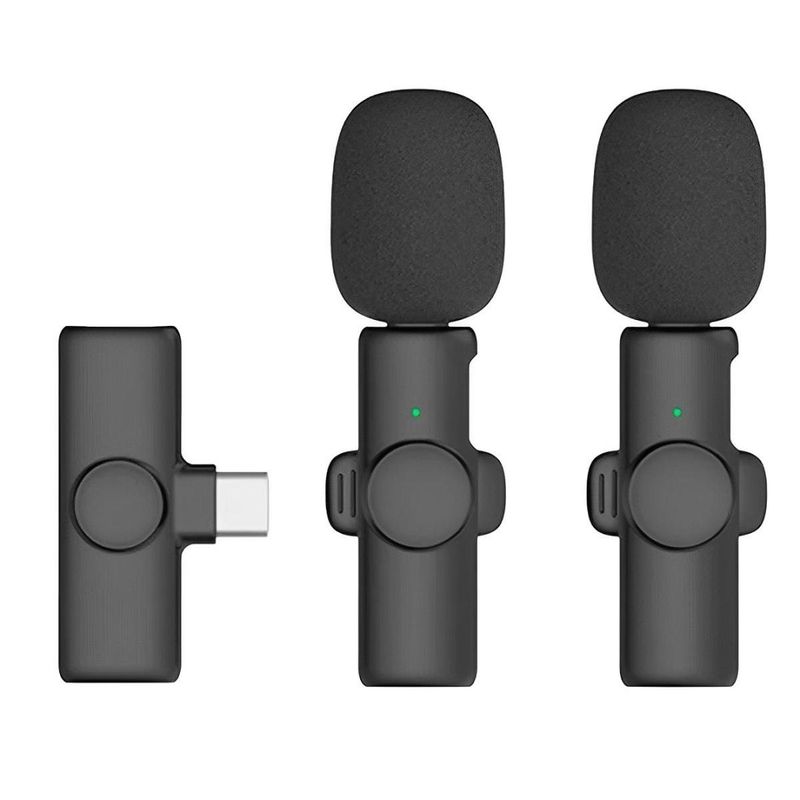 microfone sem fio h'maston mk17 preto com 2 adaptadores (mp)