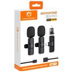 microfone sem fio h'maston mk17 preto com 2 adaptadores (mp)