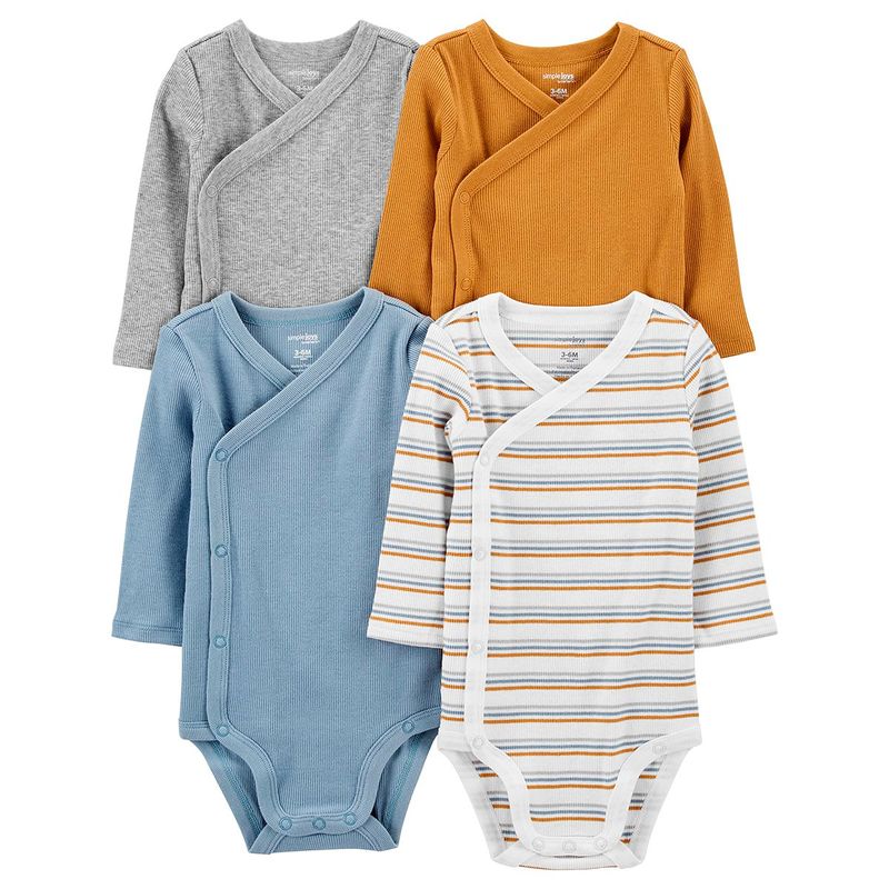 conjunto body 4 peças 24m carter's simple joys listras manga comprida a-bi