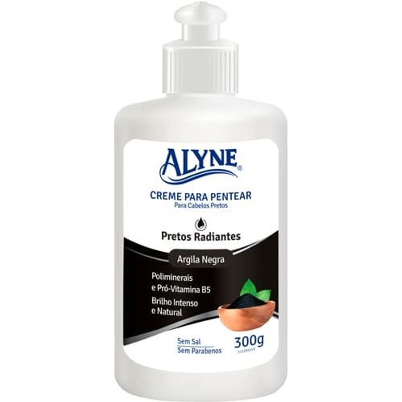creme para pentear alyne pretos radiantes argila negra 300g (mp)
