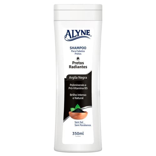 Shampoo ALYNE Pretos Radiantes Argila Negra Frasco 350ml