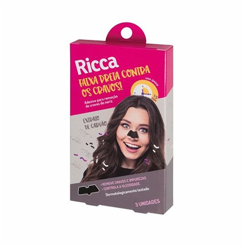 fita adesiva ricca para remoção cravos do nariz 3 peças