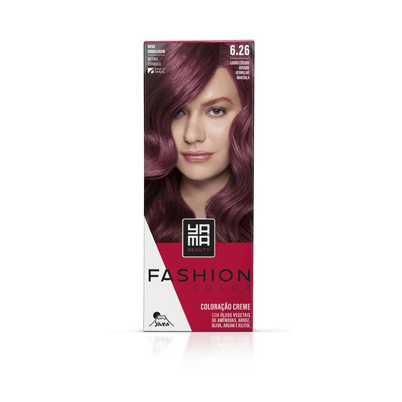 kit coloração yama fashion 6.26 louro escuro irisado vermelho (mp)