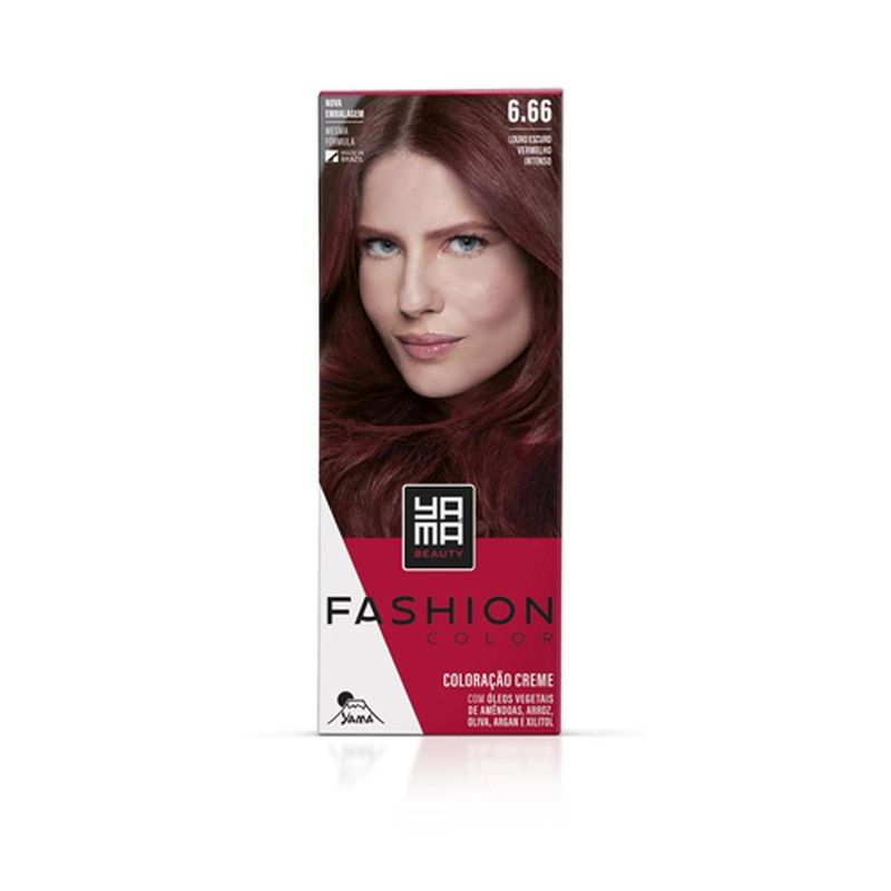 kit coloração yama fashion 6.66 louro escuro vermelho irisado (mp)