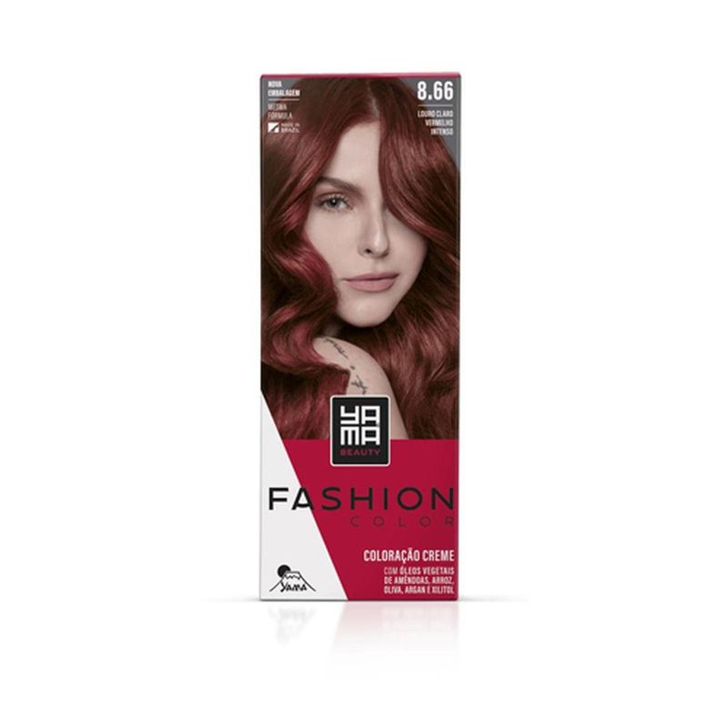 kit coloração yama fashion 8.66 louro claro vermelho intenso (mp)