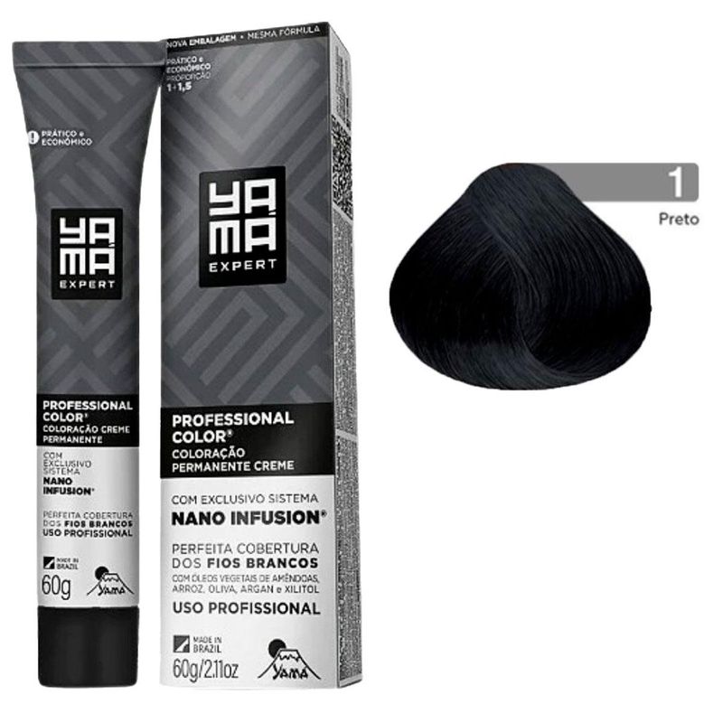 coloração creme yama nano infusion 1.0 mix preto (mp)