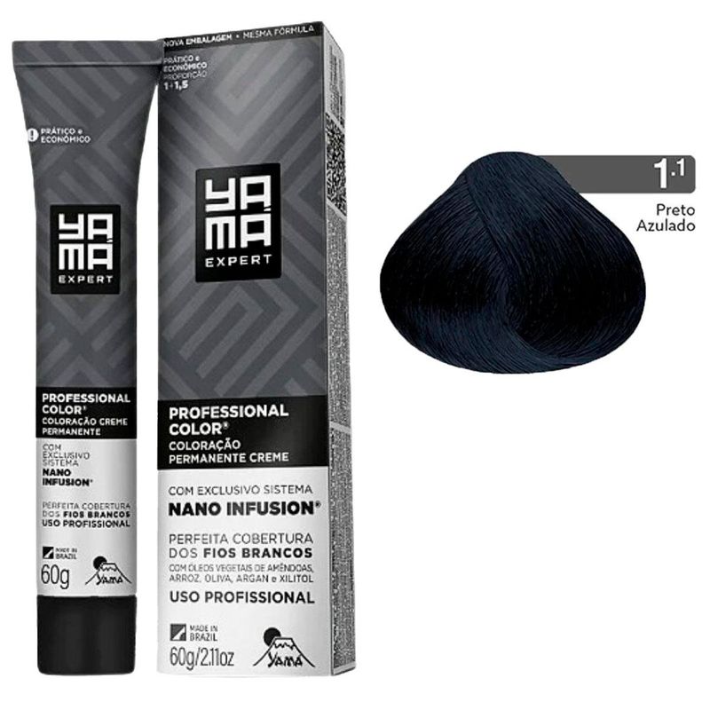 coloração creme yama nano infusion 1.1 mix preto azulado (mp)