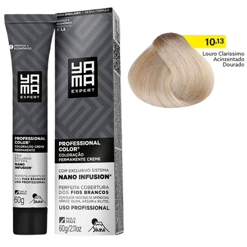 coloração creme yama nano infusion 10.13 louro claríssimo acinzentado dourado (mp)