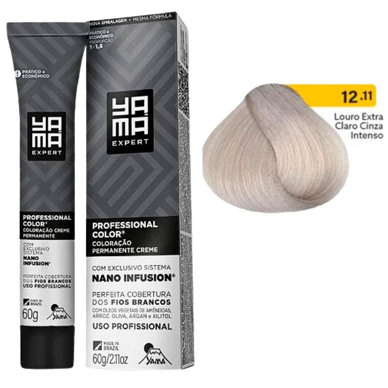 coloração creme yama nano infusion 12.11 louro extra claro cinza intenso (mp)