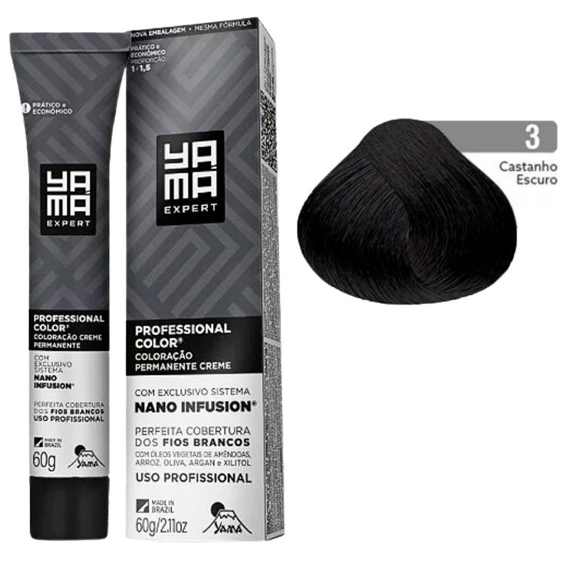 coloração creme yama nano infusion 3.0 mix castanho escuro (mp)