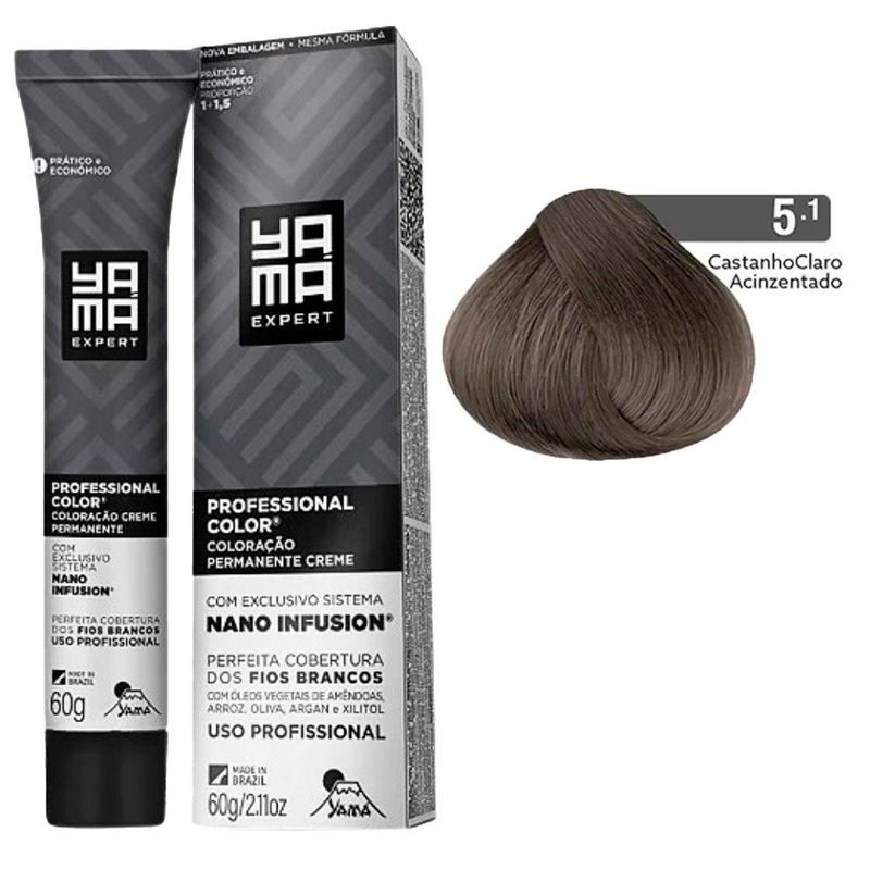 coloração creme yama nano infusion 5.1 mix castanho claro acinzentado (mp)
