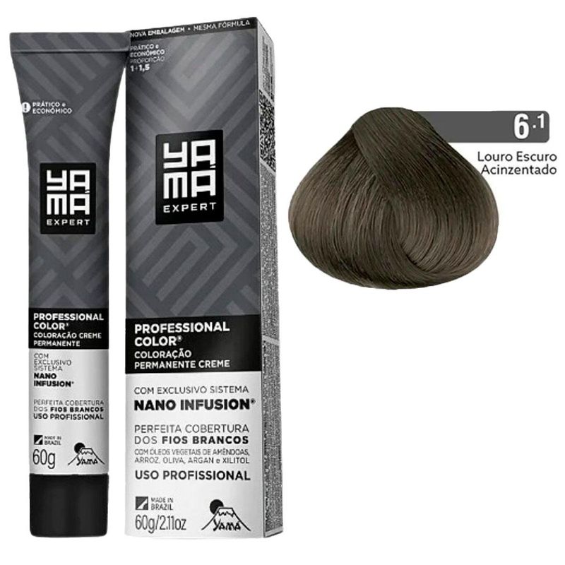 coloração creme yama nano infusion 6.1 louro escuro acinzentado (mp)