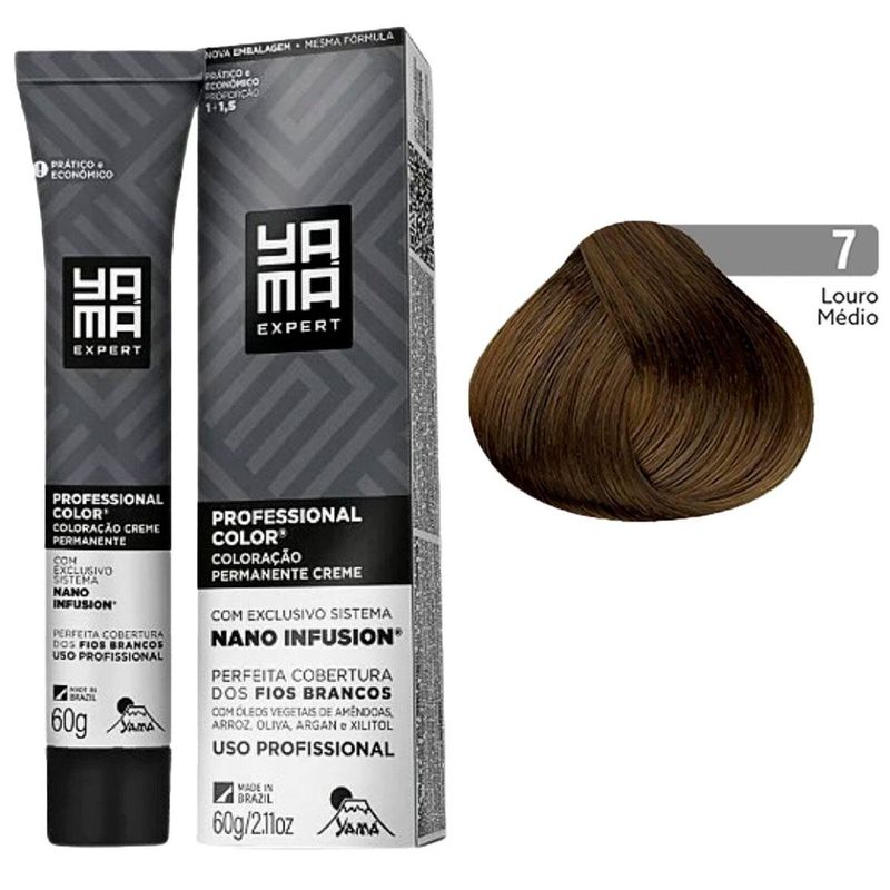 coloração creme yama nano infusion 7.0 louro médio (mp)