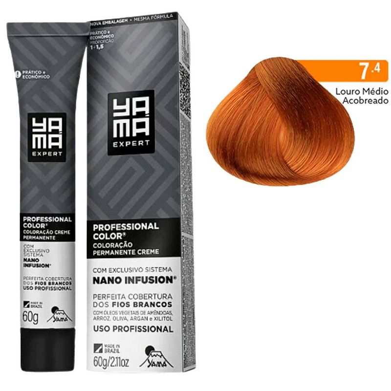 coloração creme yama nano infusion 7.4 louro médio acobreado (mp)