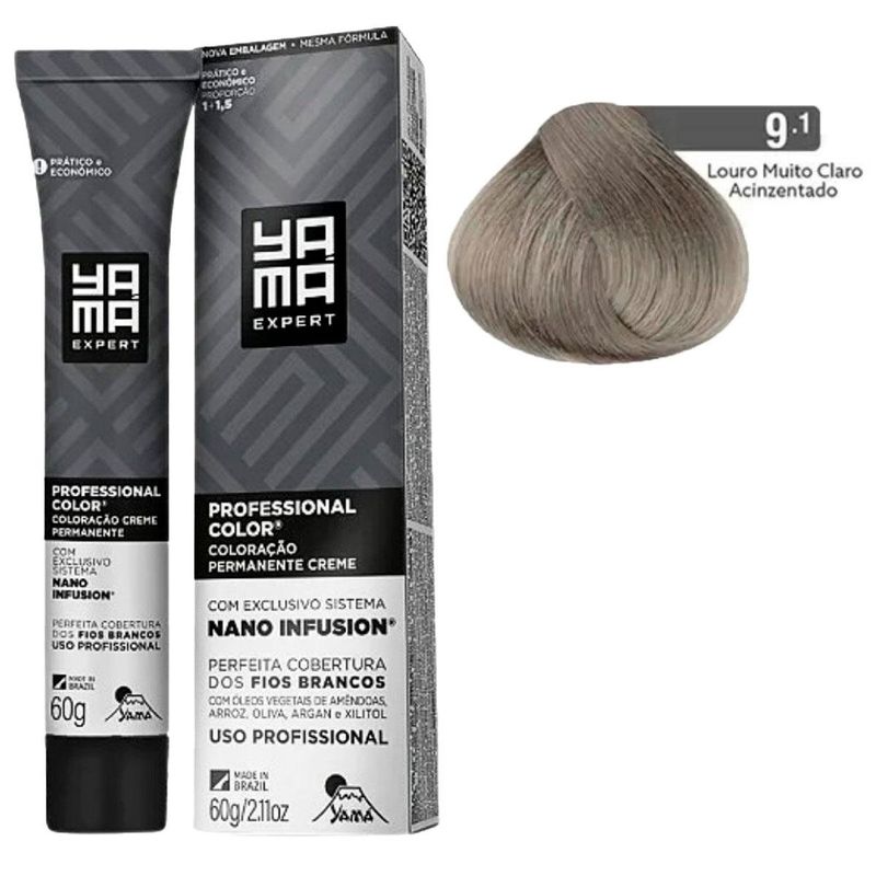 coloração creme yama nano infusion 9.1 louro muito claro acinzentado (mp)