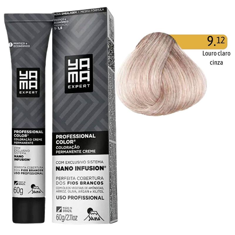 coloração creme yama nano infusion 9.12 louro claro acinzentado (mp)