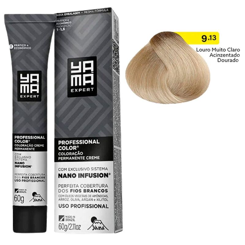 coloração creme yama nano infusion 9.13 louro muito claro acinzentado dourado (mp)