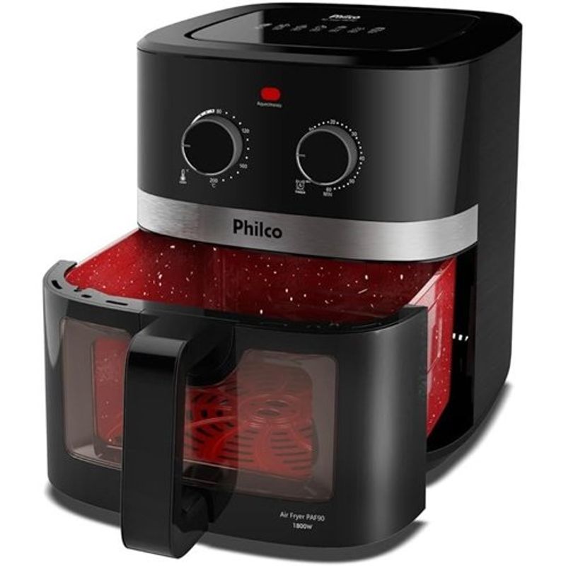 fritadeira philco air fryer redstone 9 litros preto pfr90
