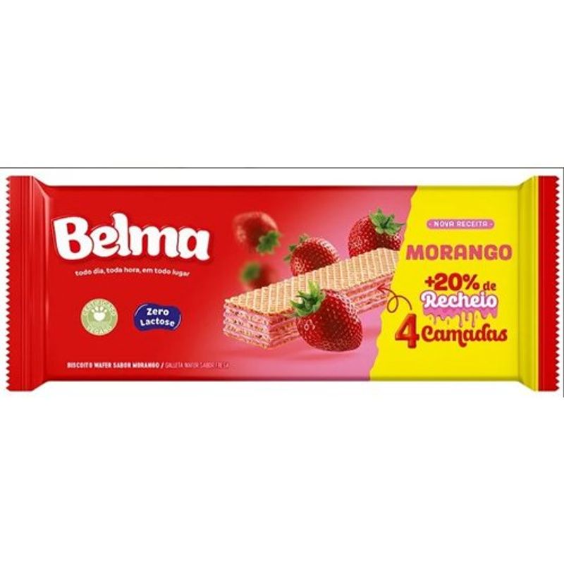 biscoito wafer belma morango 90g