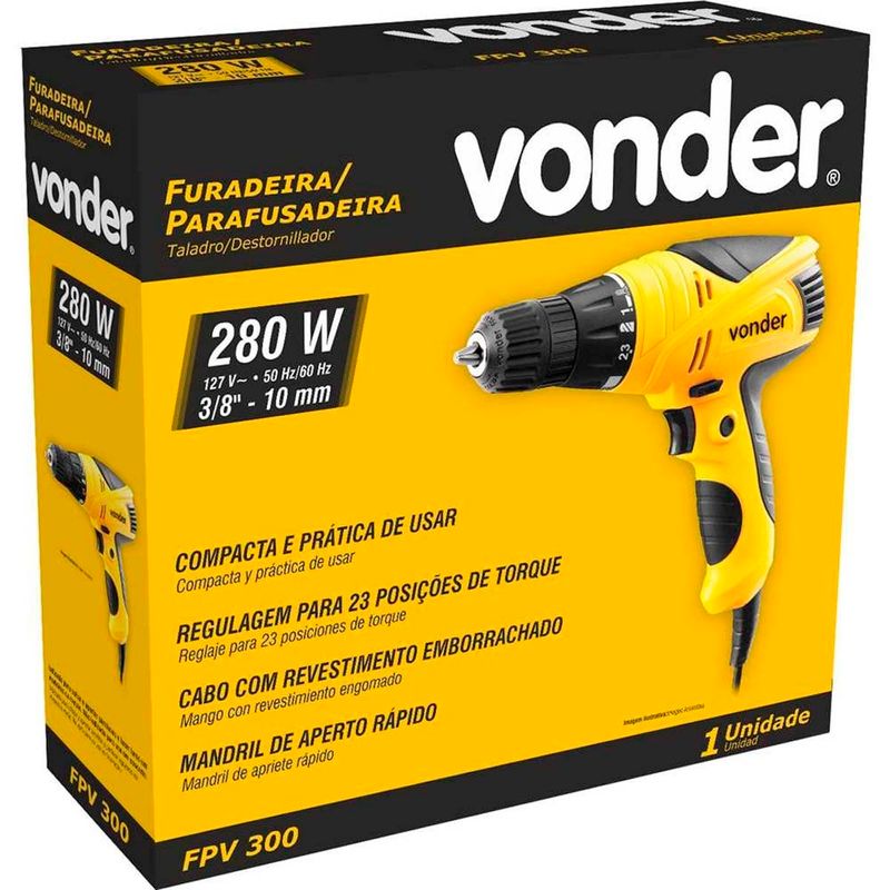 parafusadeira furadeira vonder 3/8 polegadas 127v fpv300 (mp)