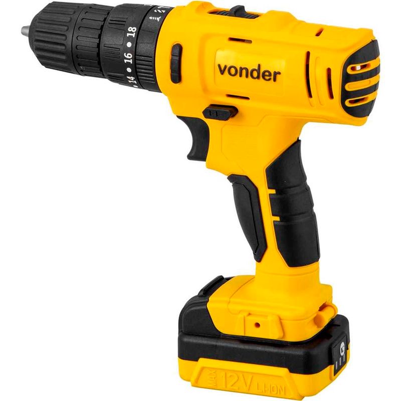 parafusadeira furadeira de impacto vonder a bateria 12v bivolt pfv120i (mp)